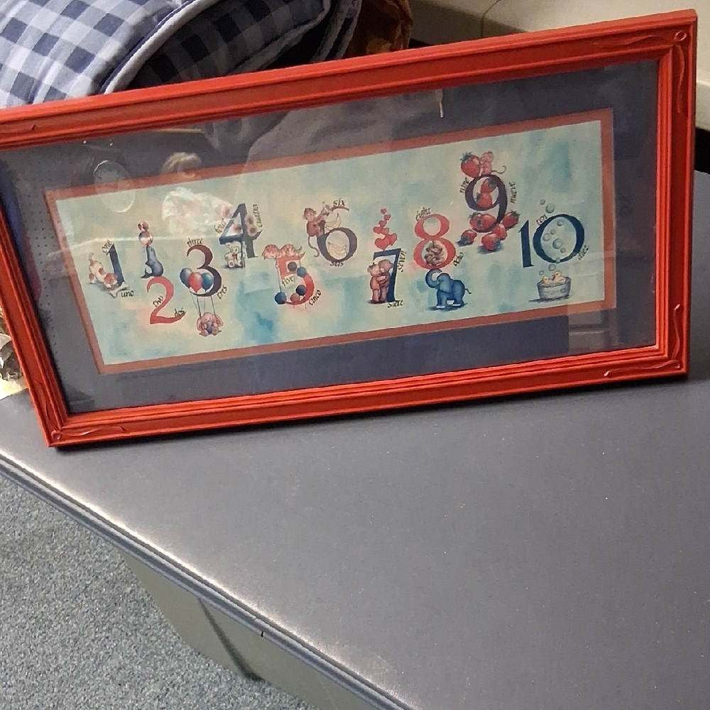 Colorful Number Print with Red Frame
